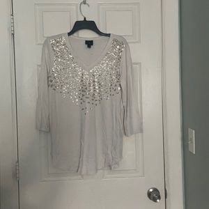 White Tunic with Gold Sequins Medium